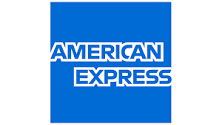 A blue square with the words american express in it.